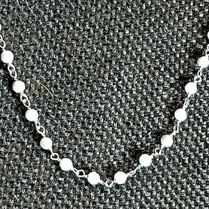 RAINBOW MOONSTONE BEADED STERLING LINK 20 INCH NECKLACE. (N-663002)